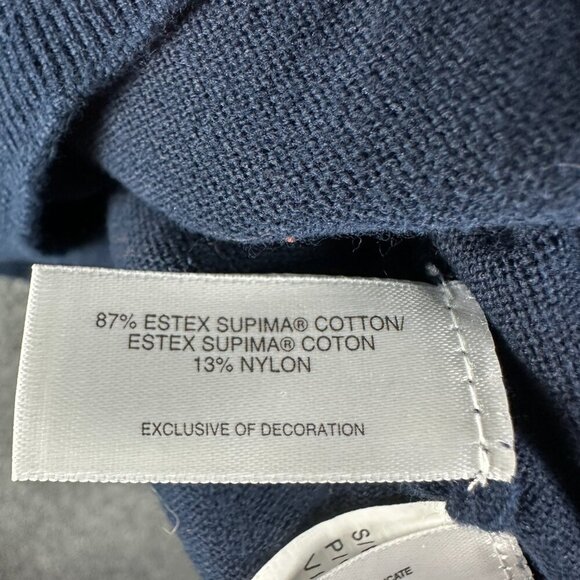 Cutter & Buck Sweater Womens Large V Neck Pullover Blue Supima Cotton Ribbed Hem - Picture 5 of 8